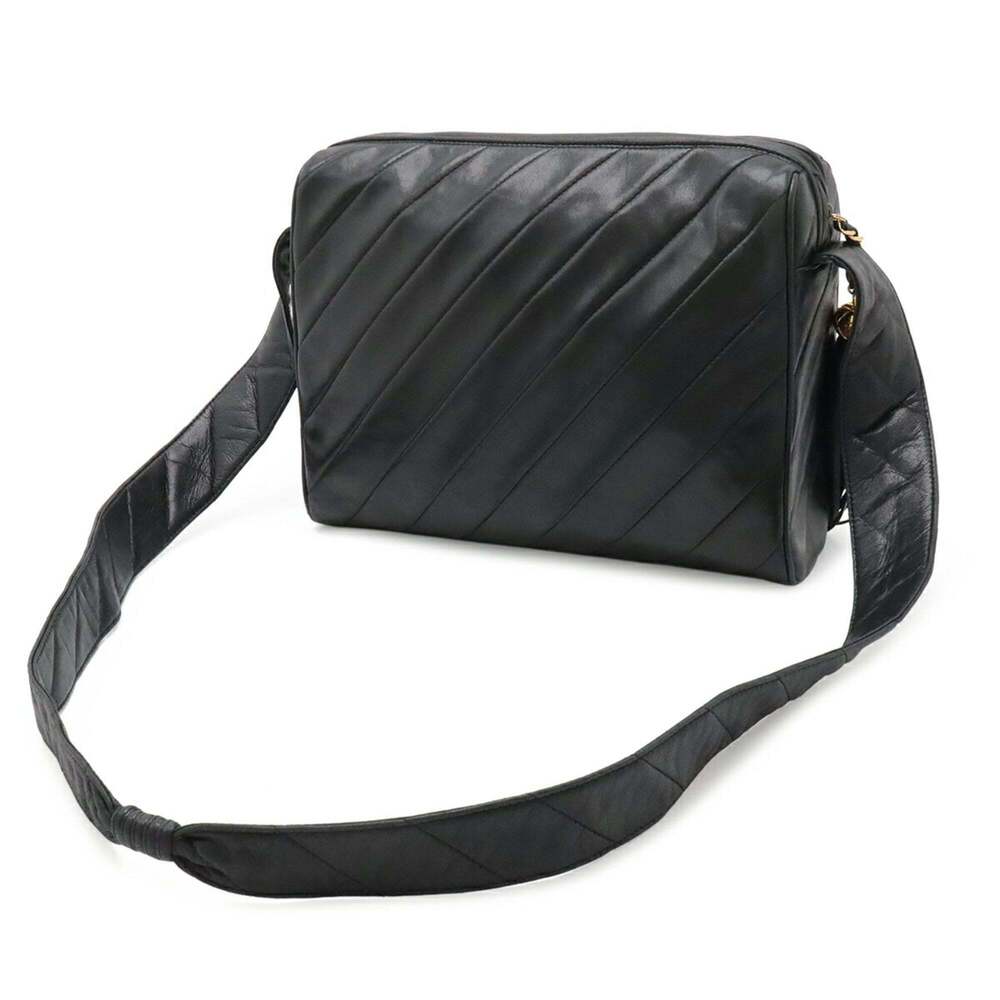 CHANEL Black Lambskin Leather Logo Shoulder Bag - Picture 3 of 10